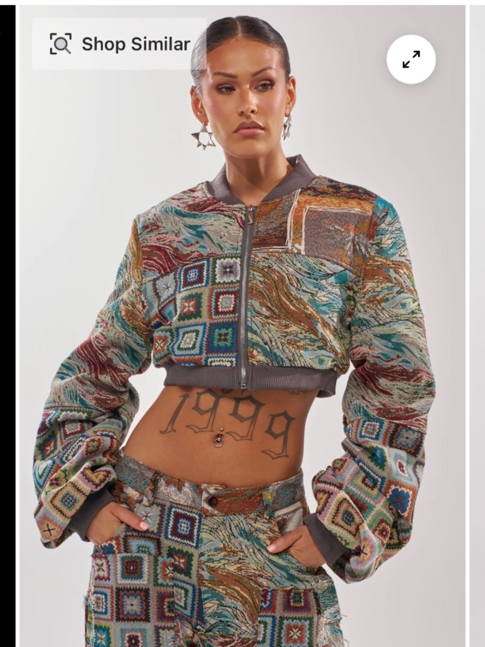 AKIRA WILD CROPPED PATCHWORK BOMBER Size XLXL